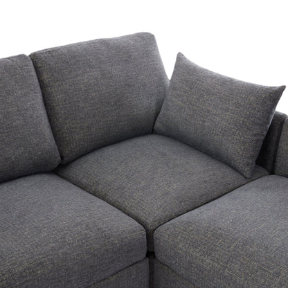 Sectional sofa modular U-shaped with ottoman in gray weave 2-piece set HouseOfZazla on Tampa Home & Garden Store