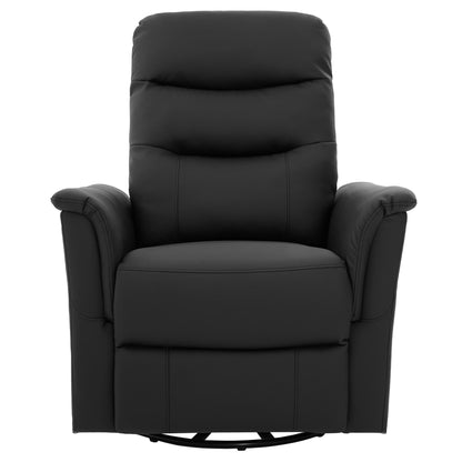 Manual recliner chair with 8-point massage, black leather, swivel base by HouseOfZazla on Tampa Home & Garden Store