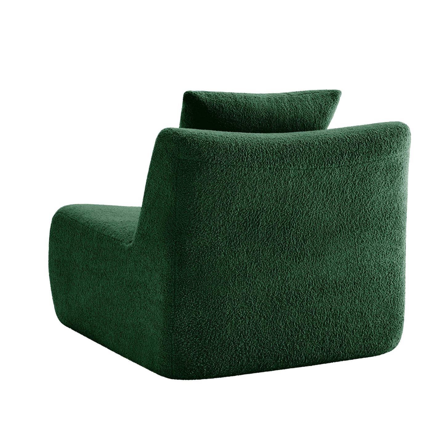Green Teddy Fabric Armless Sofa and Throw Pillow