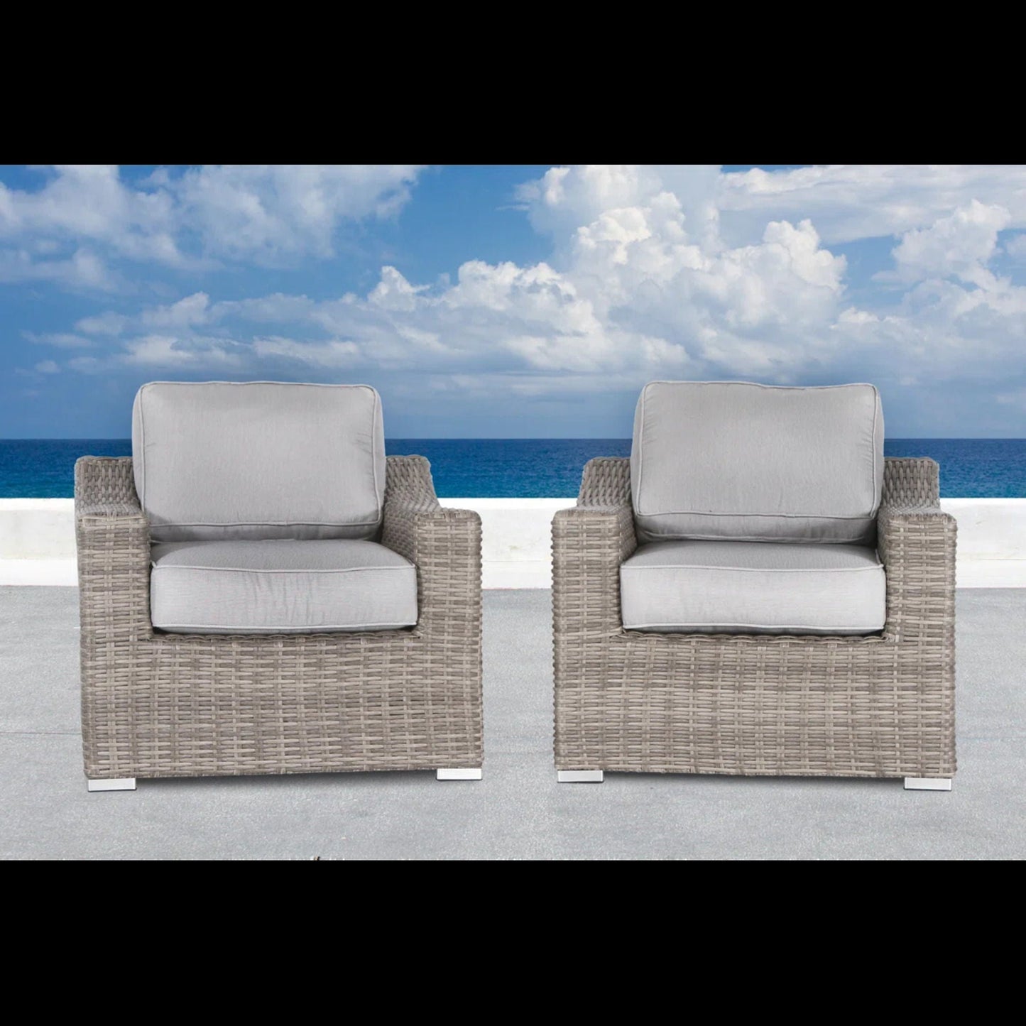 Patio chair with cushions modern design set of three gray wicker outdoor chairs HouseOfZazla on Tampa Home & Garden Store