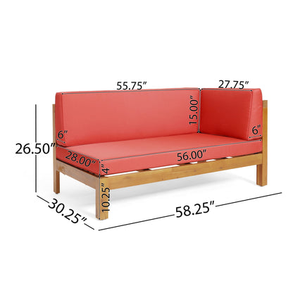 Brava X Back Corner Bench with Coffee Table, red cushions; 2-piece outdoor set by HouseOfZazla on Tampa Home & Garden Store
