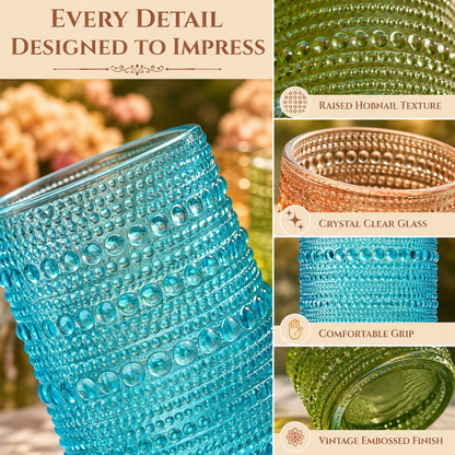 Fortuna Hobnail Lowball and Highball Glass Set