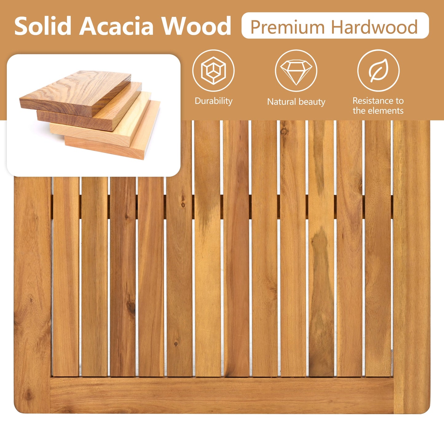 Outdoor 5-Piece Acacia Wood Sofa Set by HouseOfZazla; stacked boards with hardwood banner on Tampa Home & Garden Store