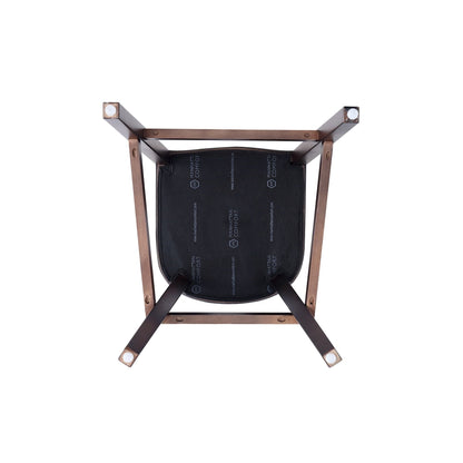 Bar height stool with copper metal frame and black upholstered seat underside on Tampa Home & Garden Store