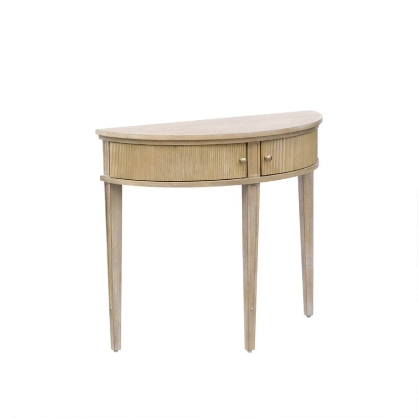 Vintage inspired storage console table with fluted doors, light wood finish on Tampa Home & Garden Store