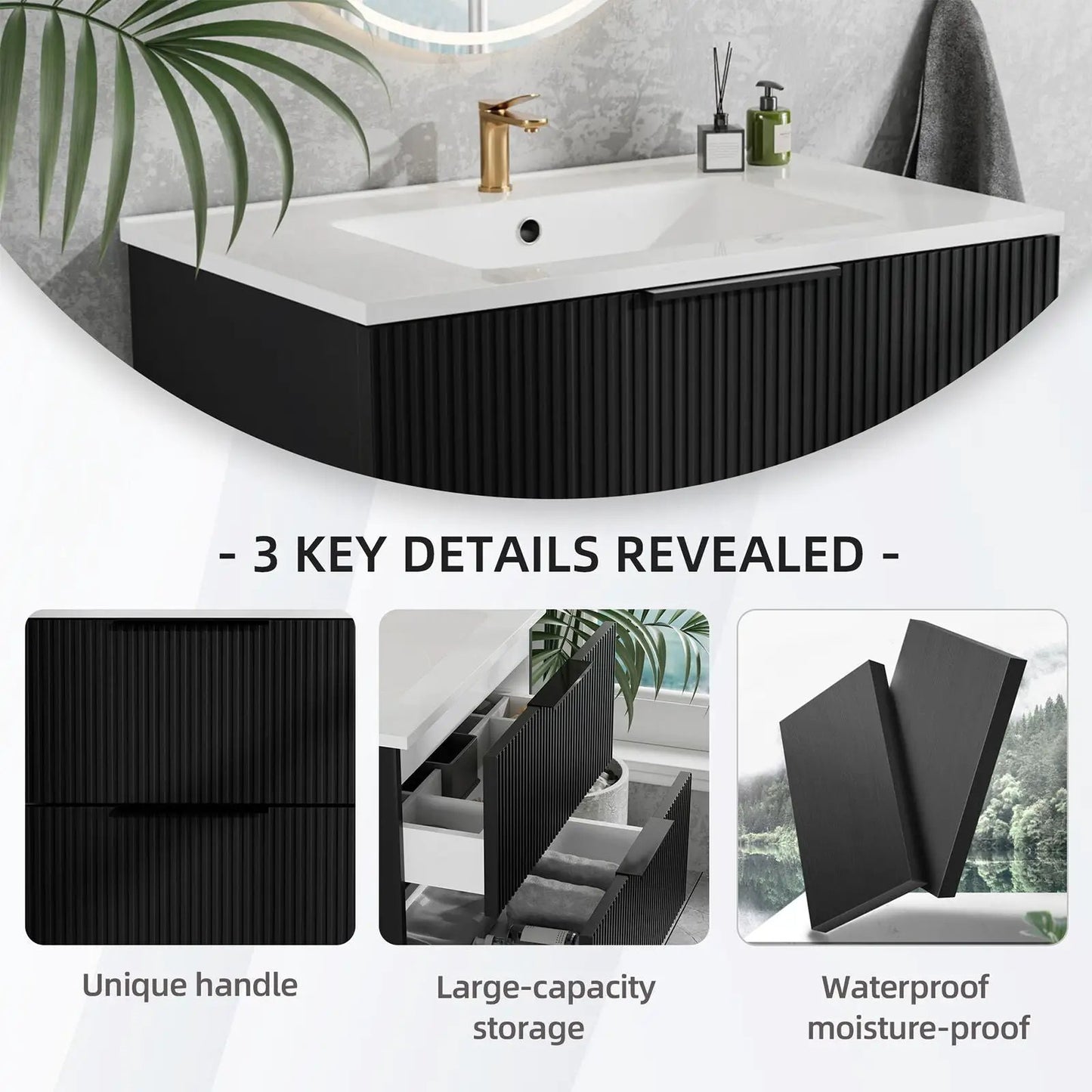 Floating Wall Mounted Vanity Sink and Drawers