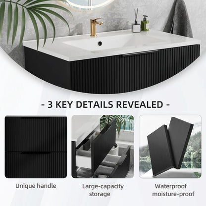 Floating Wall Mounted Vanity Sink and Drawers