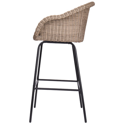 Ladd outdoor metal barstool set of 2 with tan wicker on black metal legs on Tampa Home & Garden Store