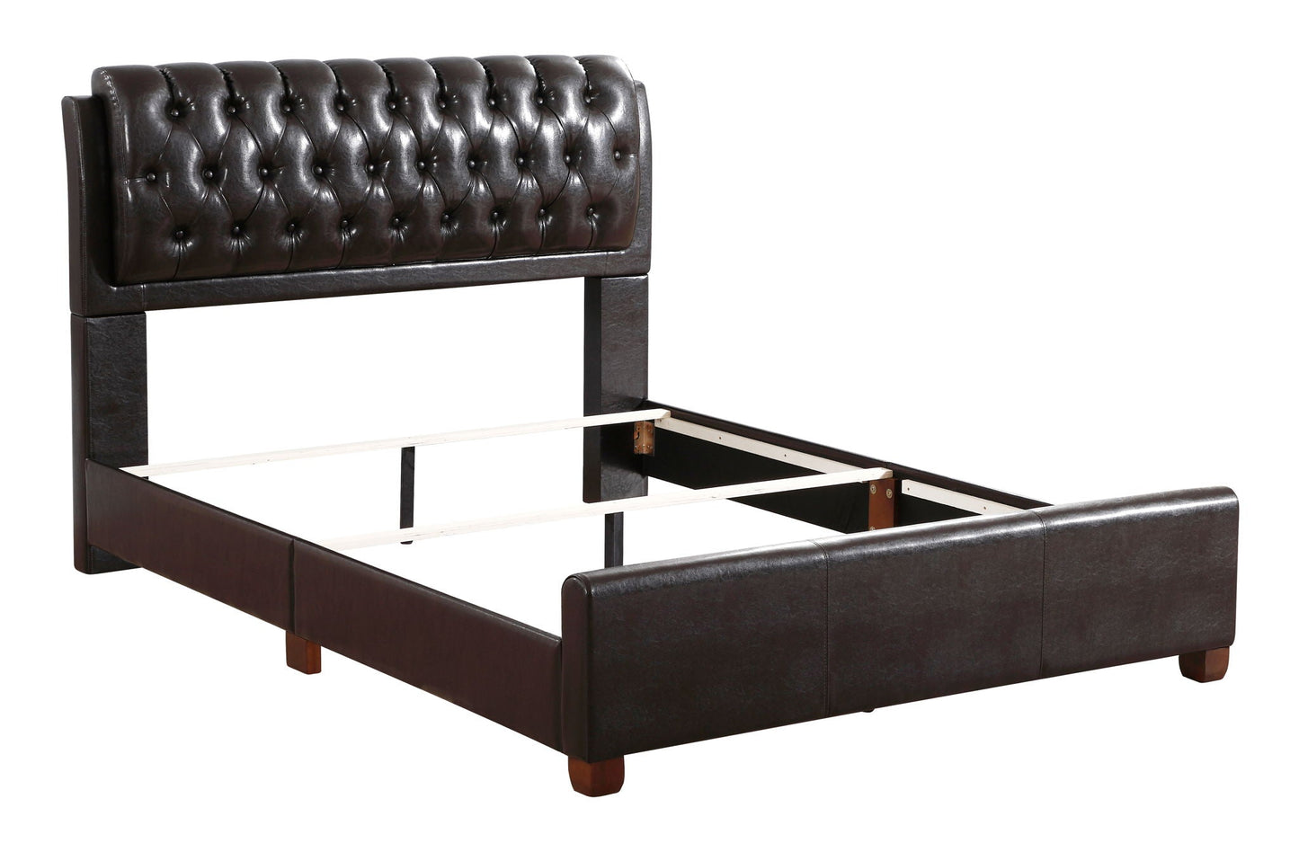 Tufted Upholstered Bed by HouseOfZazla with dark brown leather and tufted headboard on Tampa Home & Garden Store