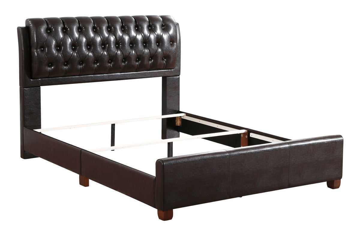 Tufted Upholstered Bed by HouseOfZazla with dark brown leather and tufted headboard on Tampa Home & Garden Store