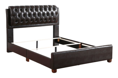 Tufted Upholstered Bed by HouseOfZazla with dark brown leather and tufted headboard on Tampa Home & Garden Store