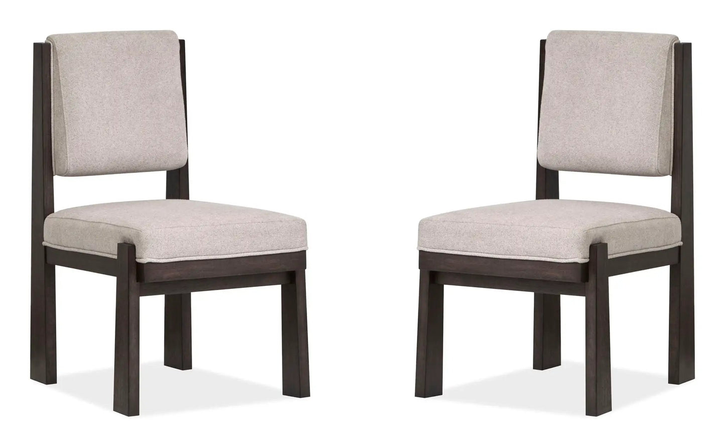 Tauren upholstered side chair set of 2 in coffee bean fabric with dark wood legs on Tampa Home & Garden Store