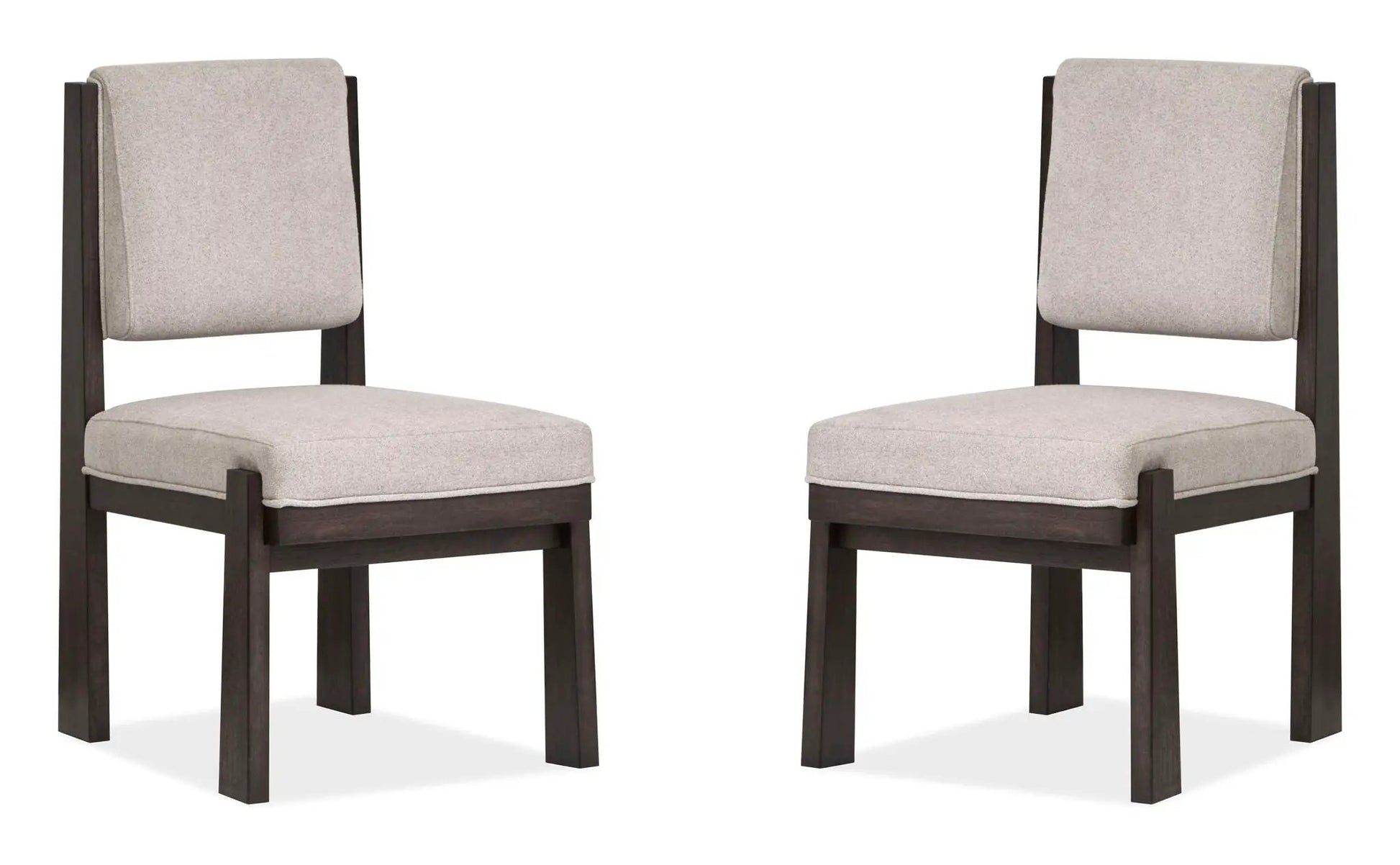 Tauren upholstered side chair set of 2 in coffee bean fabric with dark wood legs on Tampa Home & Garden Store