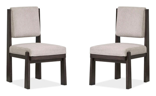 Tauren upholstered side chair set of 2 in coffee bean fabric with dark wood legs on Tampa Home & Garden Store