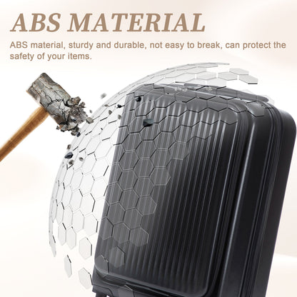ABS spinner wheel luggage by HouseOfZazla in black with hexagonal panel texture hammer impact on Tampa Home & Garden Store