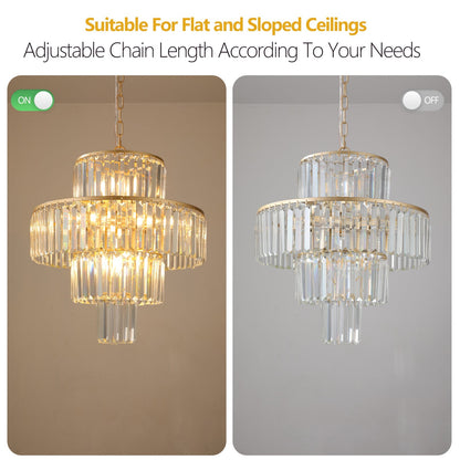 HouseOfZazla 20' Luxury 4-Tier Crystal Chandelier with gold frame and crystal prisms on Tampa Home & Garden Store