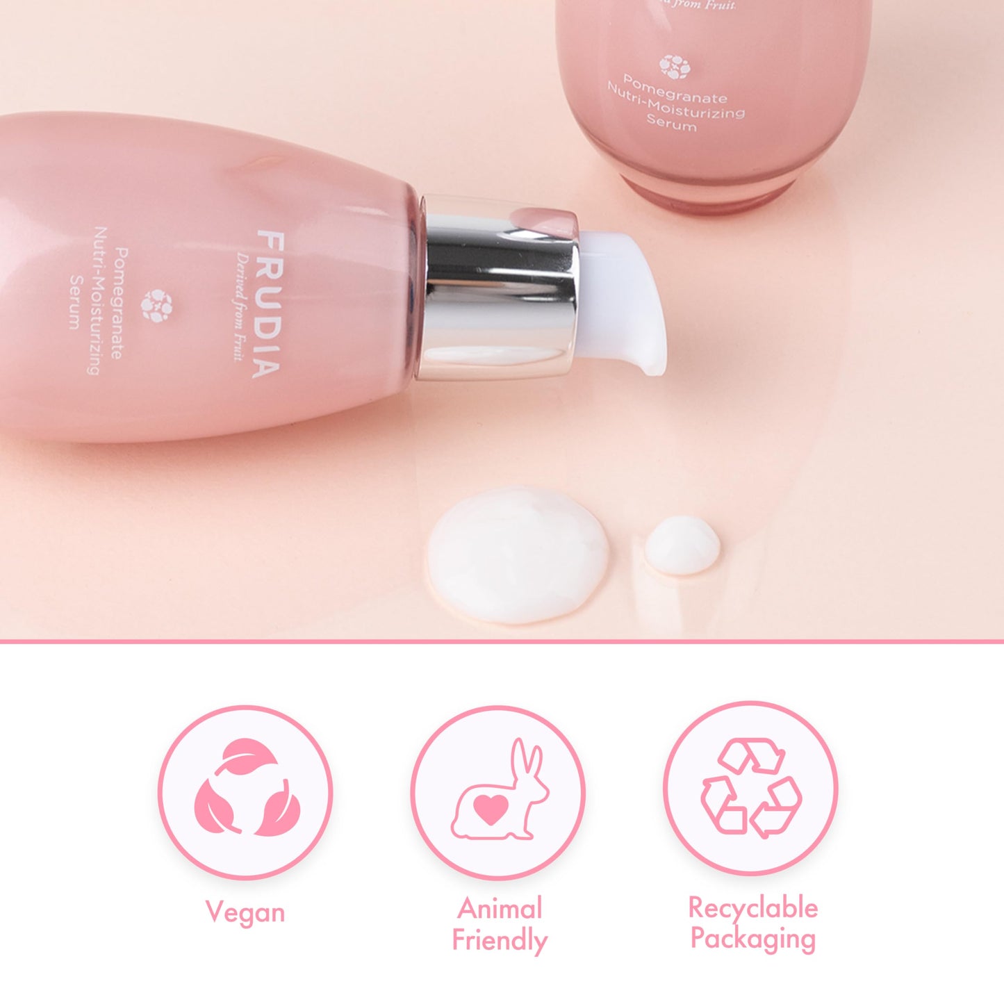 Frudia Pomegranate Nutri-Moisturizing Serum face serum bottle with pump and pink jar 2-piece set on Tampa Home & Garden Store