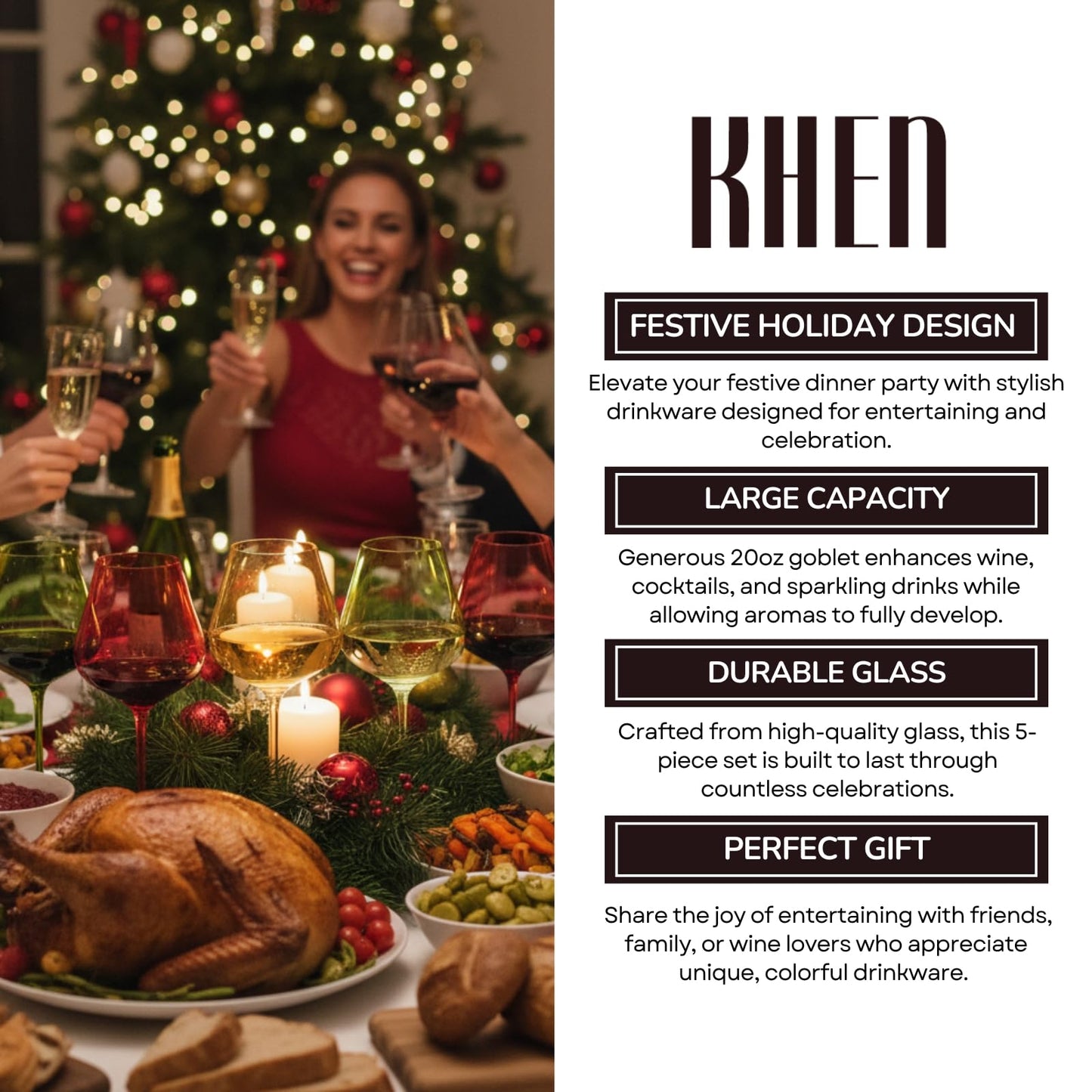 Christmas Wine Glasses Set And Five Goblets