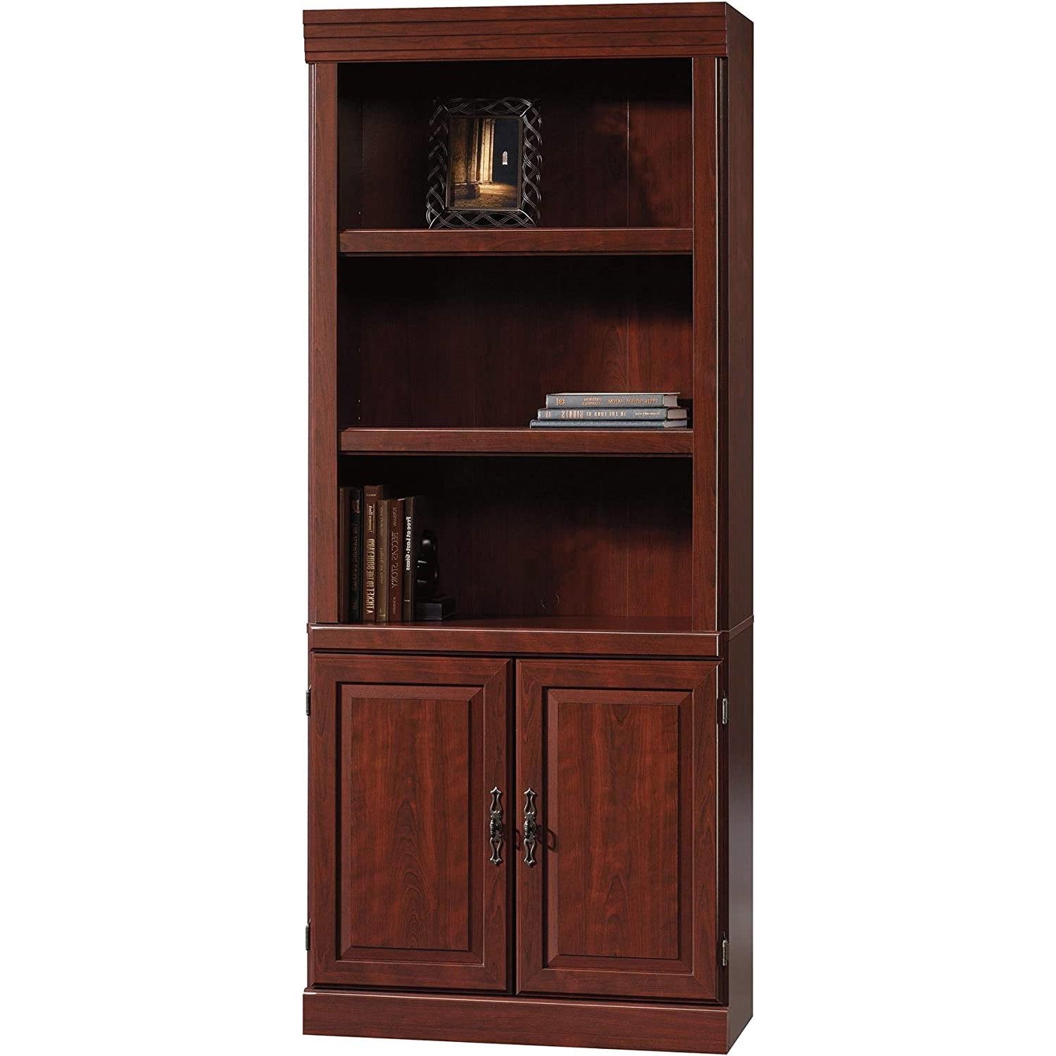 71-inch High 3-Shelf Wooden Bookcase with Storage Drawer in Cherry Finish - Tampa Home & Garden Store