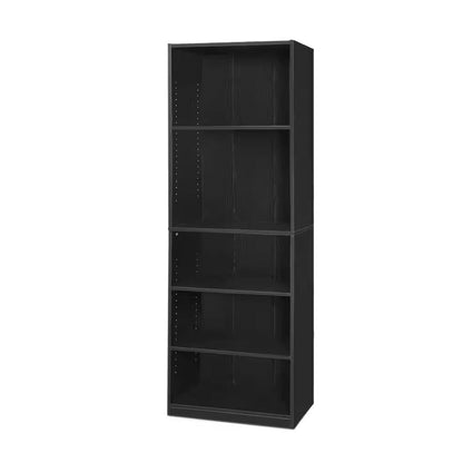 71-inch Tall 5-Shelf Bookcase in Black Wood Finish - Tampa Home & Garden Store