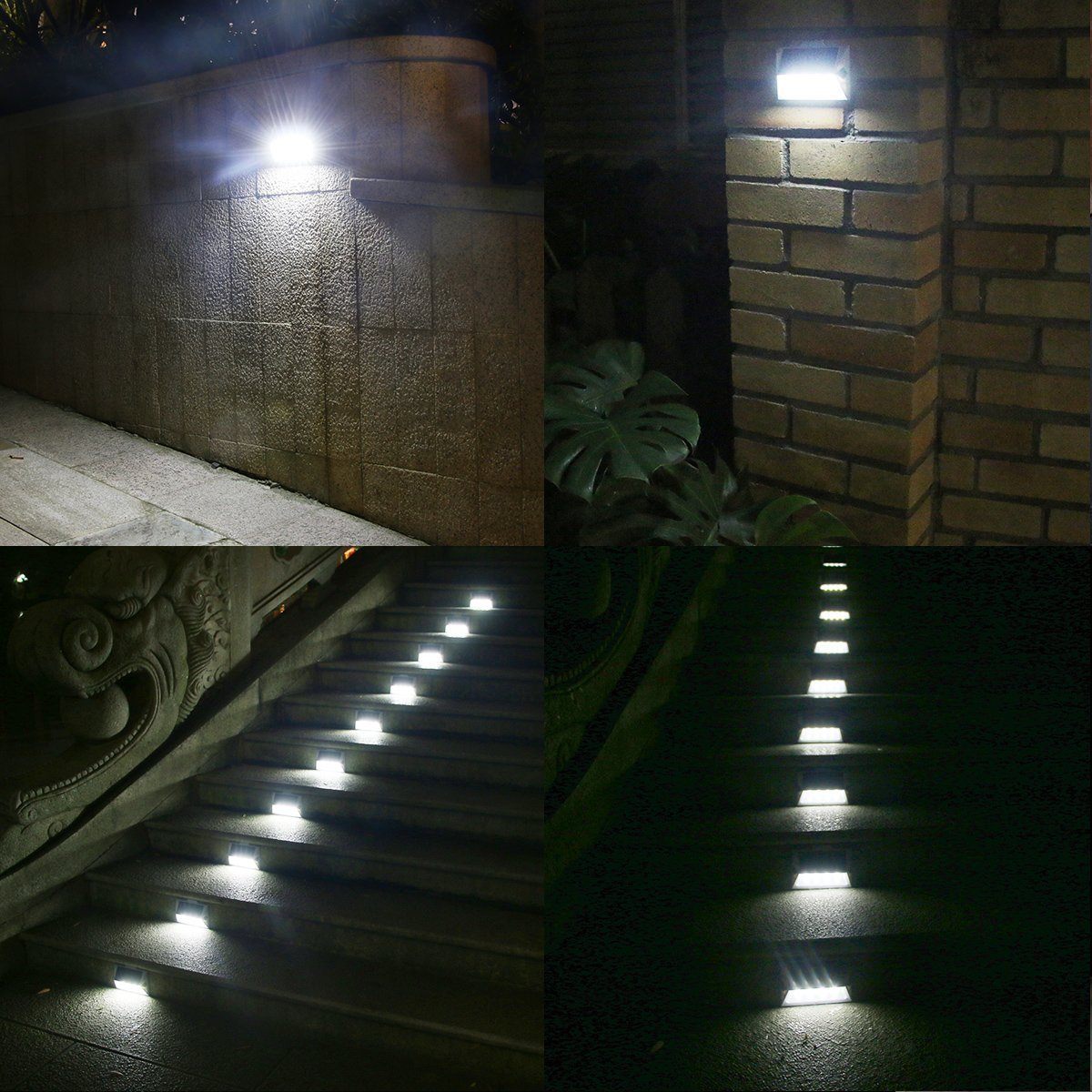 Stainless Steel LED Solar Stair Step Lights | Dusk to Dawn Auto On/Off | (2024 Model)