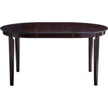 Mesa de comedor ovalada contemporánea con acabado de madera capuchino marrón oscuro