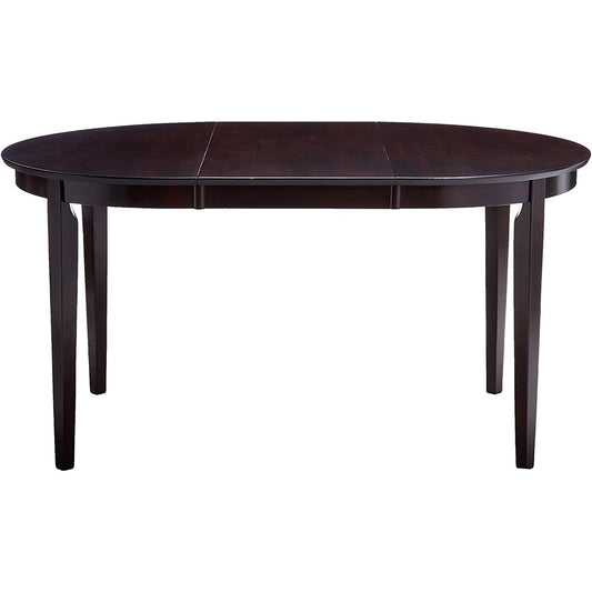 Mesa de comedor ovalada contemporánea con acabado de madera capuchino marrón oscuro