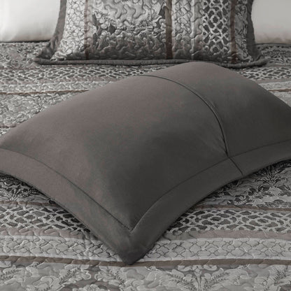Reversible jacquard queen bedspread set with pillows neutral gray by HouseOfZazla on Tampa Home & Garden Store