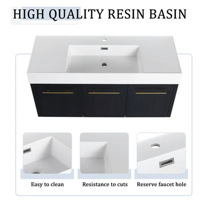 Modern Wall Mounted Vanity with Resin Sink Rack