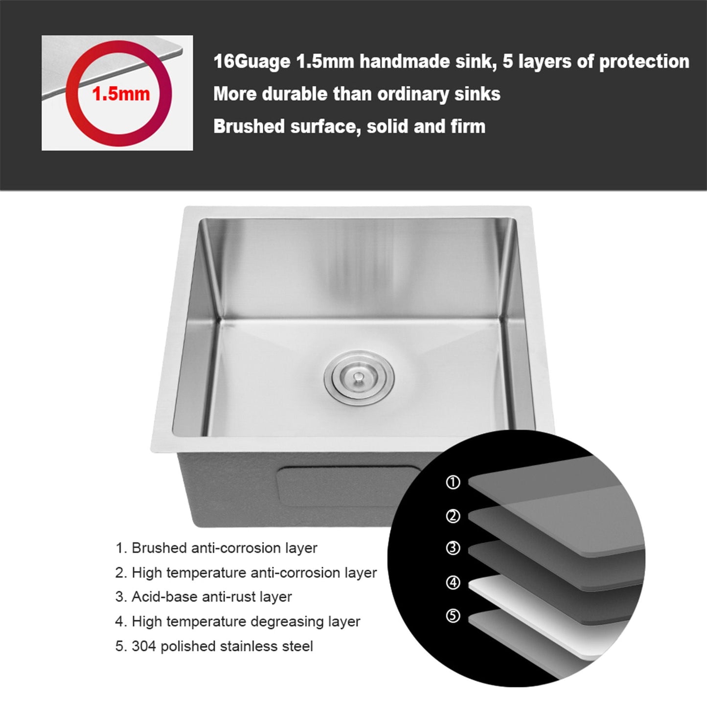 Stainless Steel Sink and Deep Single Bowl Basin