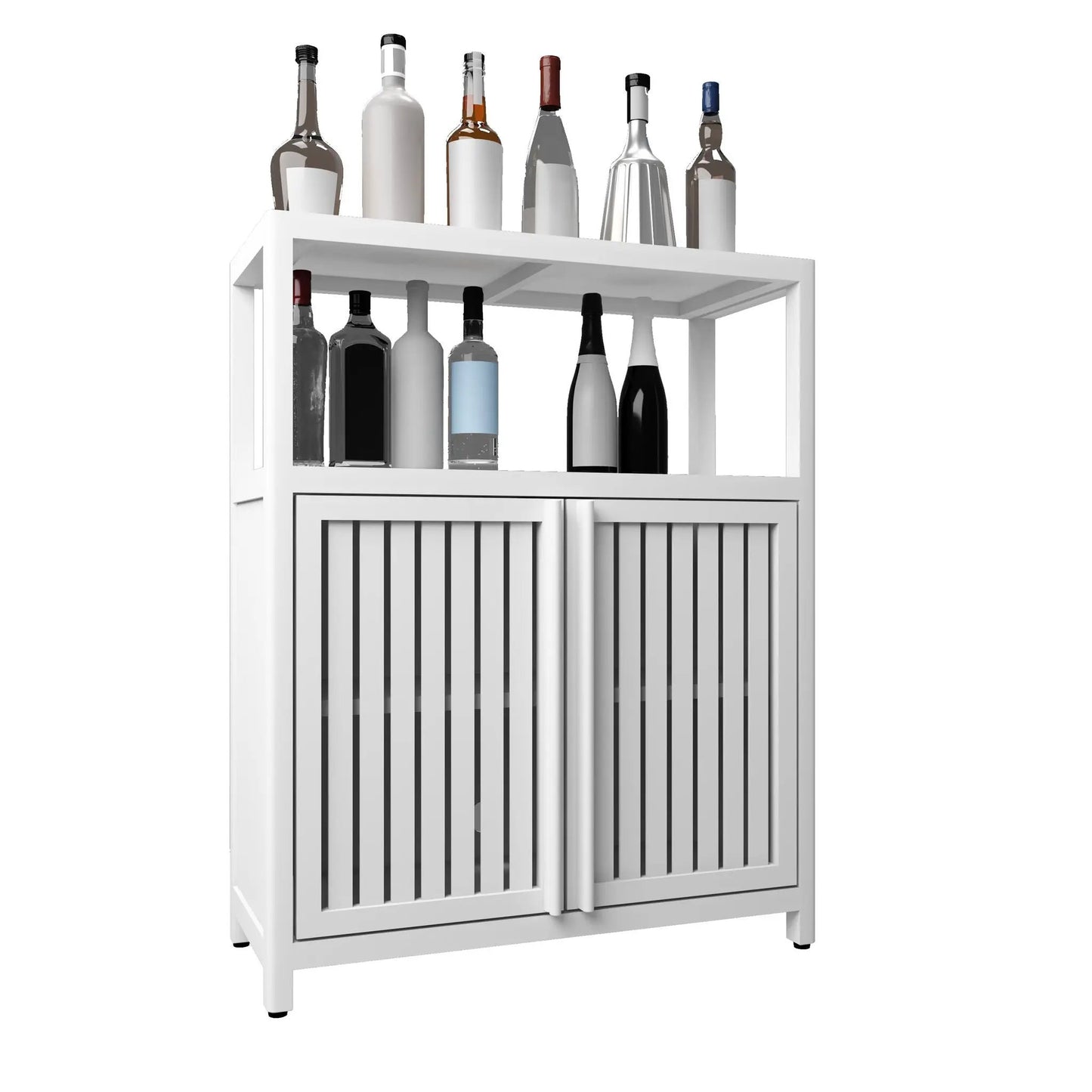 Bamboo Storage Cabinet With Shelves White