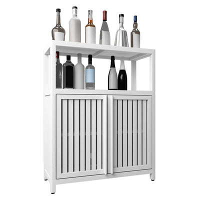 Bamboo Storage Cabinet With Shelves White