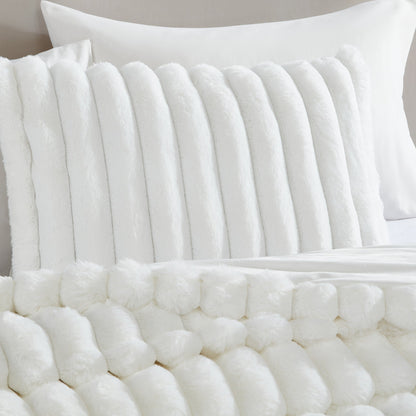 Everett White Micro Mink King Bedding Set