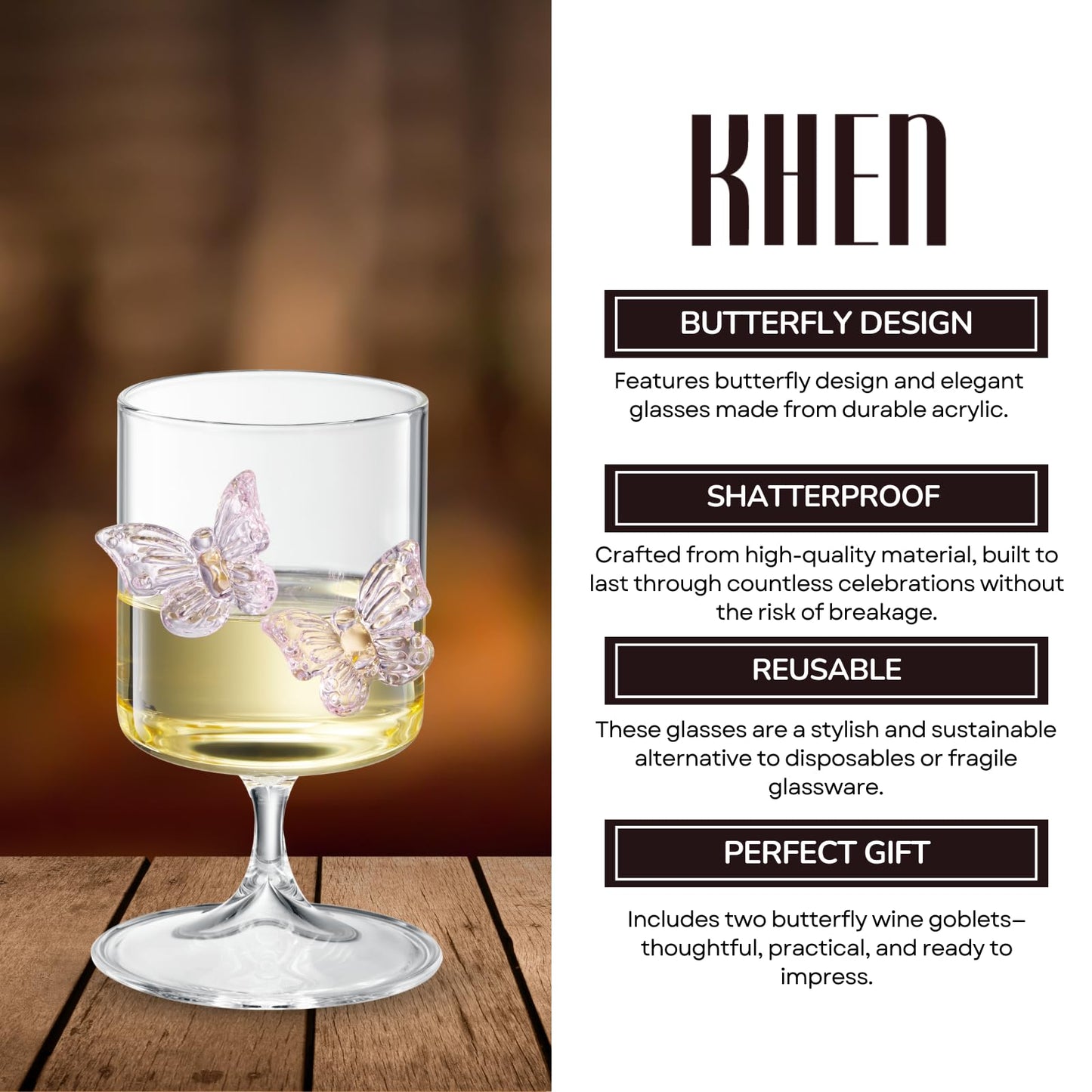 Butterfly Wine Goblet Set and Two Glass Holders