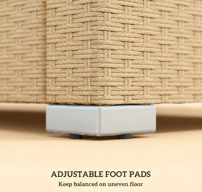 Rattan outdoor sofa with cushions and throw pillows, HouseOfZazla, adjustable foot pads on Tampa Home & Garden Store