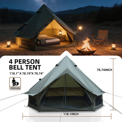 4 Season Bell Tent 9.8 ft HouseOfZazla tent with lanterns on Tampa Home & Garden Store