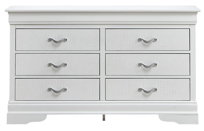 Lorana dressers by HouseOfZazla, white finish with crocodile-textured fronts and handles on Tampa Home & Garden Store