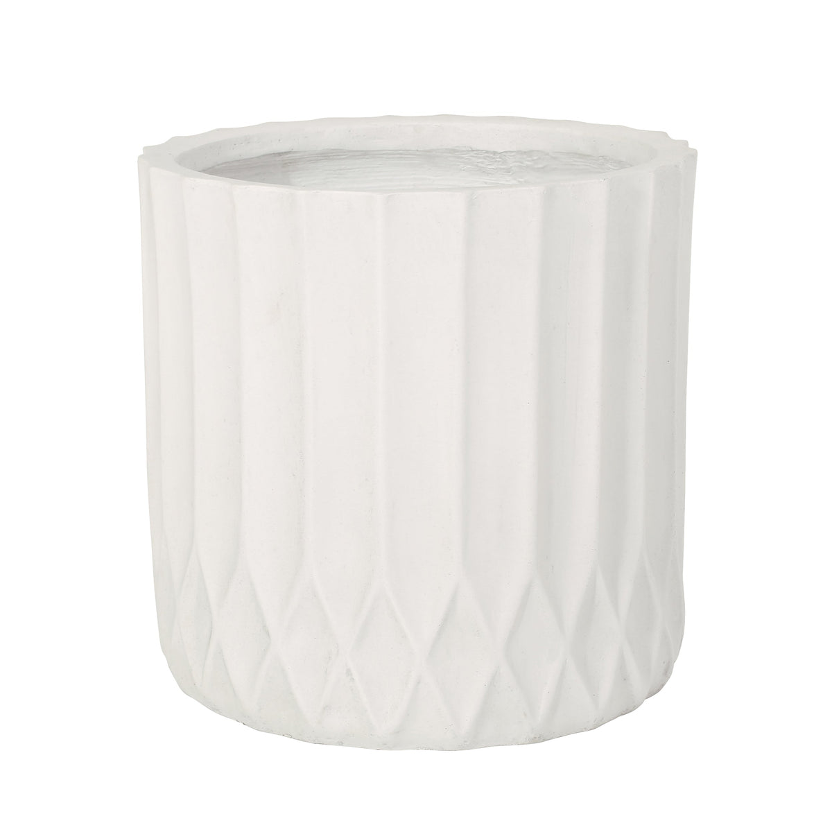 MGO Planter by HouseOfZazla, white ribbed fluted planter with a cement-like finish on Tampa Home & Garden Store