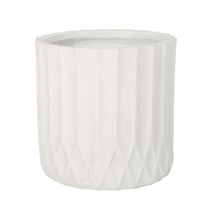 MGO Planter by HouseOfZazla, white ribbed fluted planter with a cement-like finish on Tampa Home & Garden Store