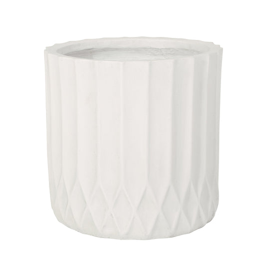 MGO Planter by HouseOfZazla, white ribbed fluted planter with a cement-like finish on Tampa Home & Garden Store