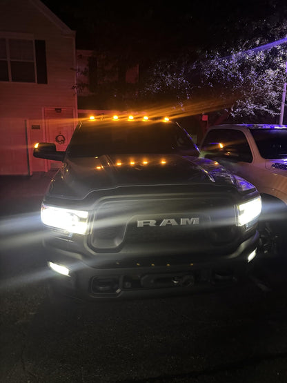 Ram HD cab lights on roof with smoked white amber LEDs, 2019-2026 model on Tampa Home & Garden Store