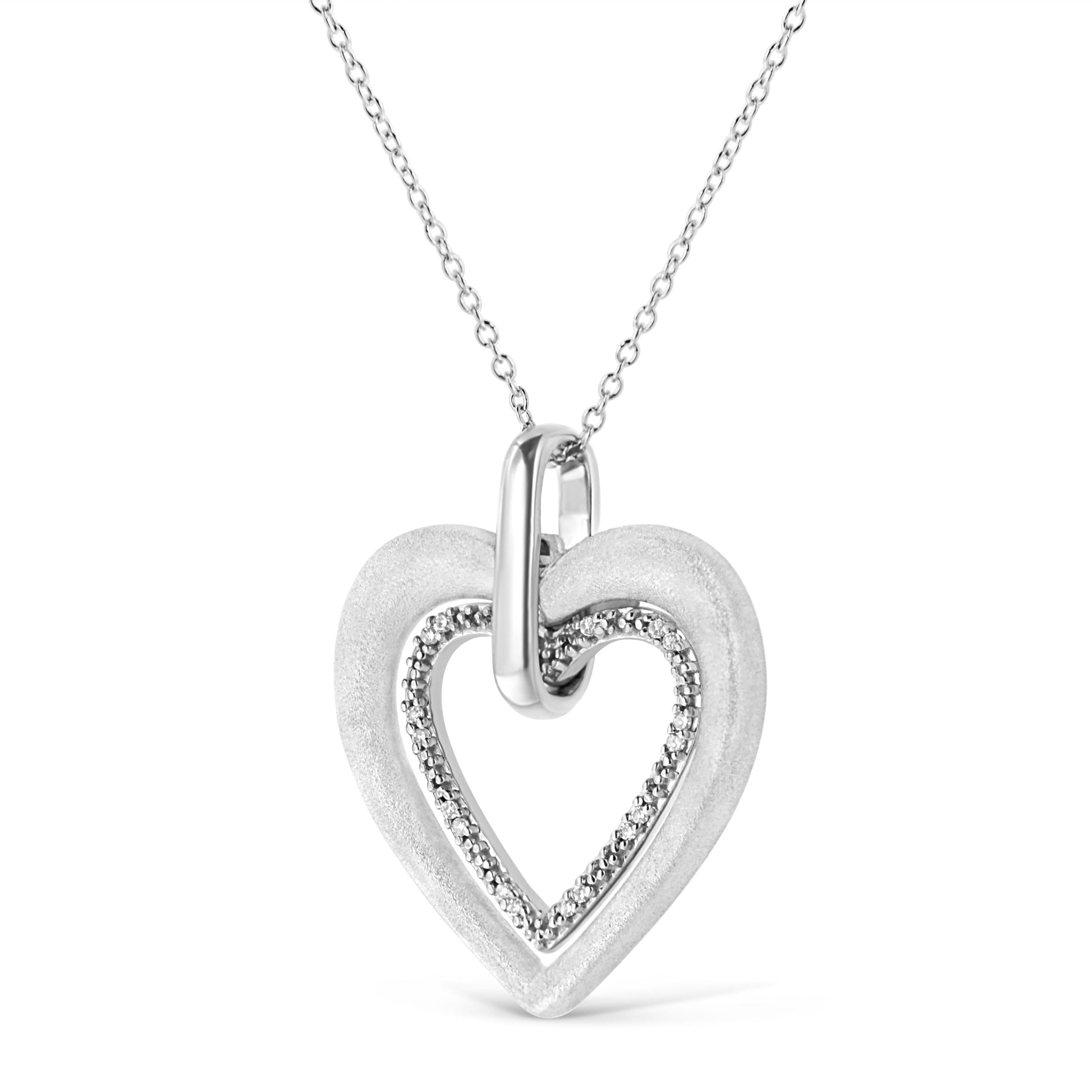 Sterling silver double heart pendant with diamond-accented inner hearts on an 18in chain on Tampa Home & Garden Store