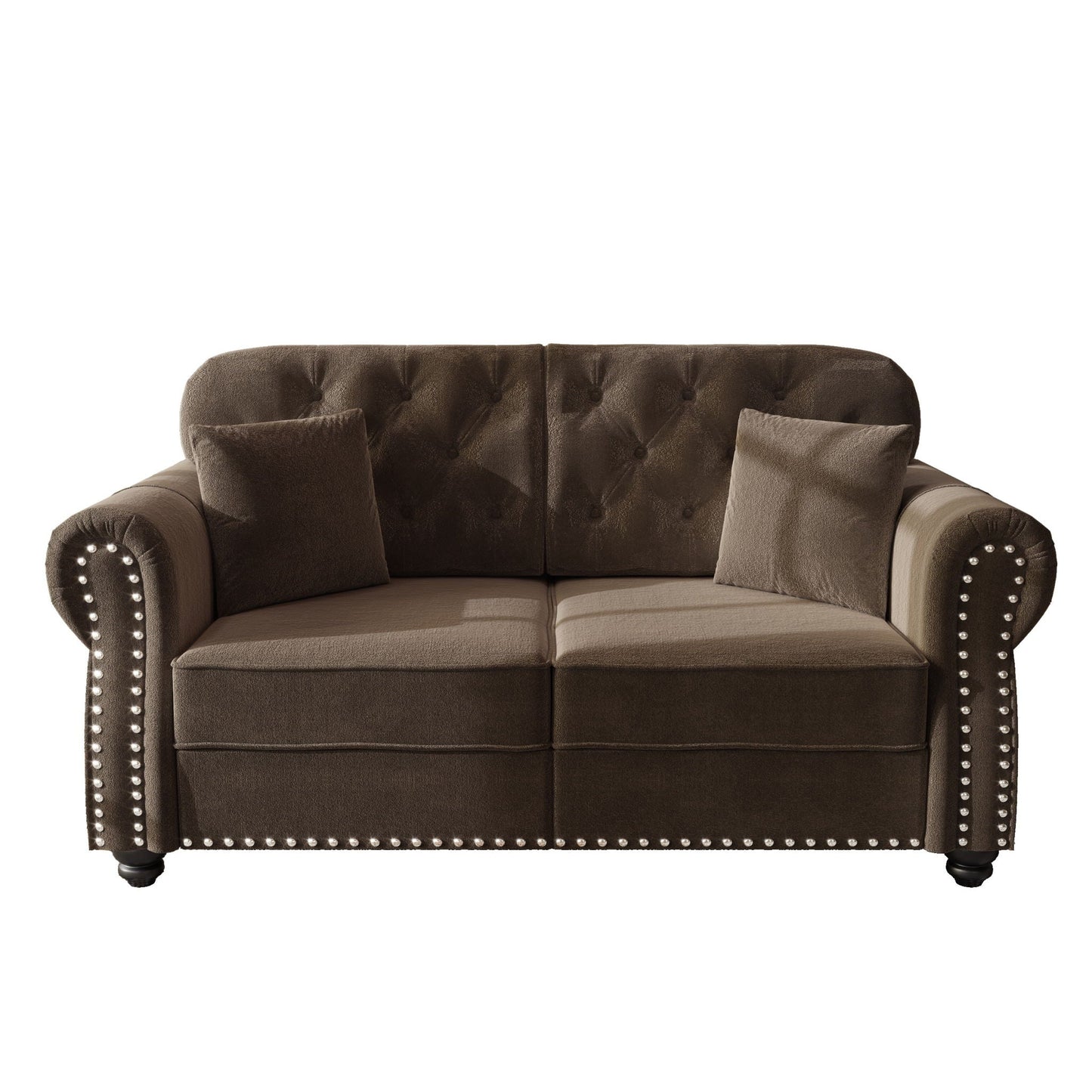 Upholstered Sofa Set with Nailhead and Pillows
