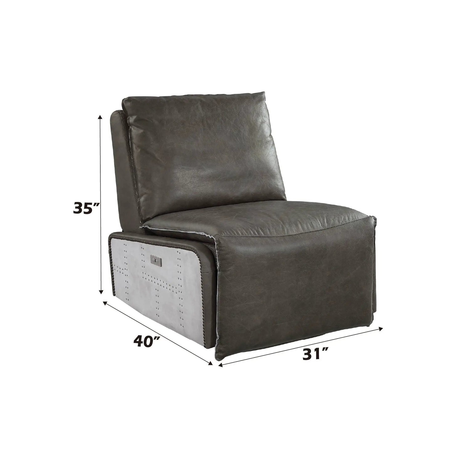 Metier Power Motion Recliner gray leather upholstery aluminum base Unique Piece Furniture on Tampa Home & Garden Store