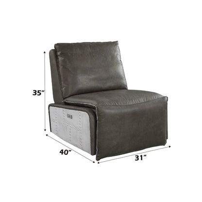 Metier Power Motion Recliner gray leather upholstery aluminum base Unique Piece Furniture on Tampa Home & Garden Store