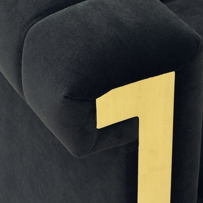 Designer Black Velvet Two Piece Sofa Set