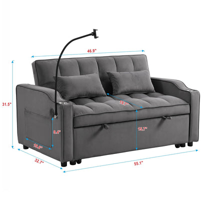 Sofa Bed With Trundle For Small Rooms in dark gray fabric, HouseOfZazla sleeper sofa on Tampa Home & Garden Store
