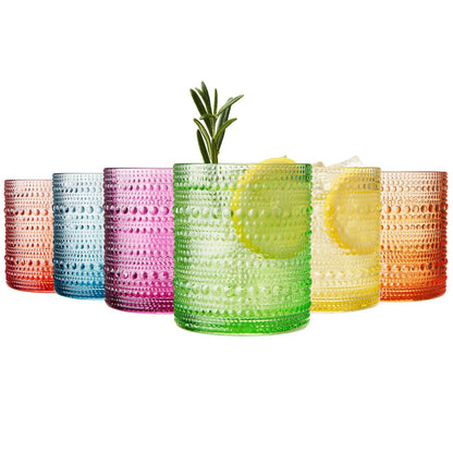 Set of 6 Hobnail Glasses for Summer Colors