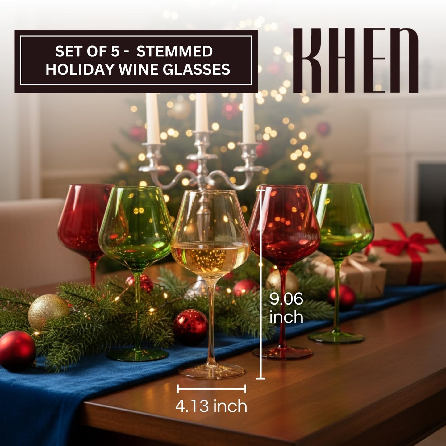 Christmas Wine Glasses Set And Five Goblets