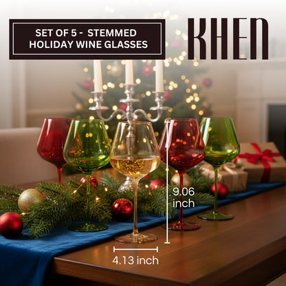 Christmas Wine Glasses Set And Five Goblets